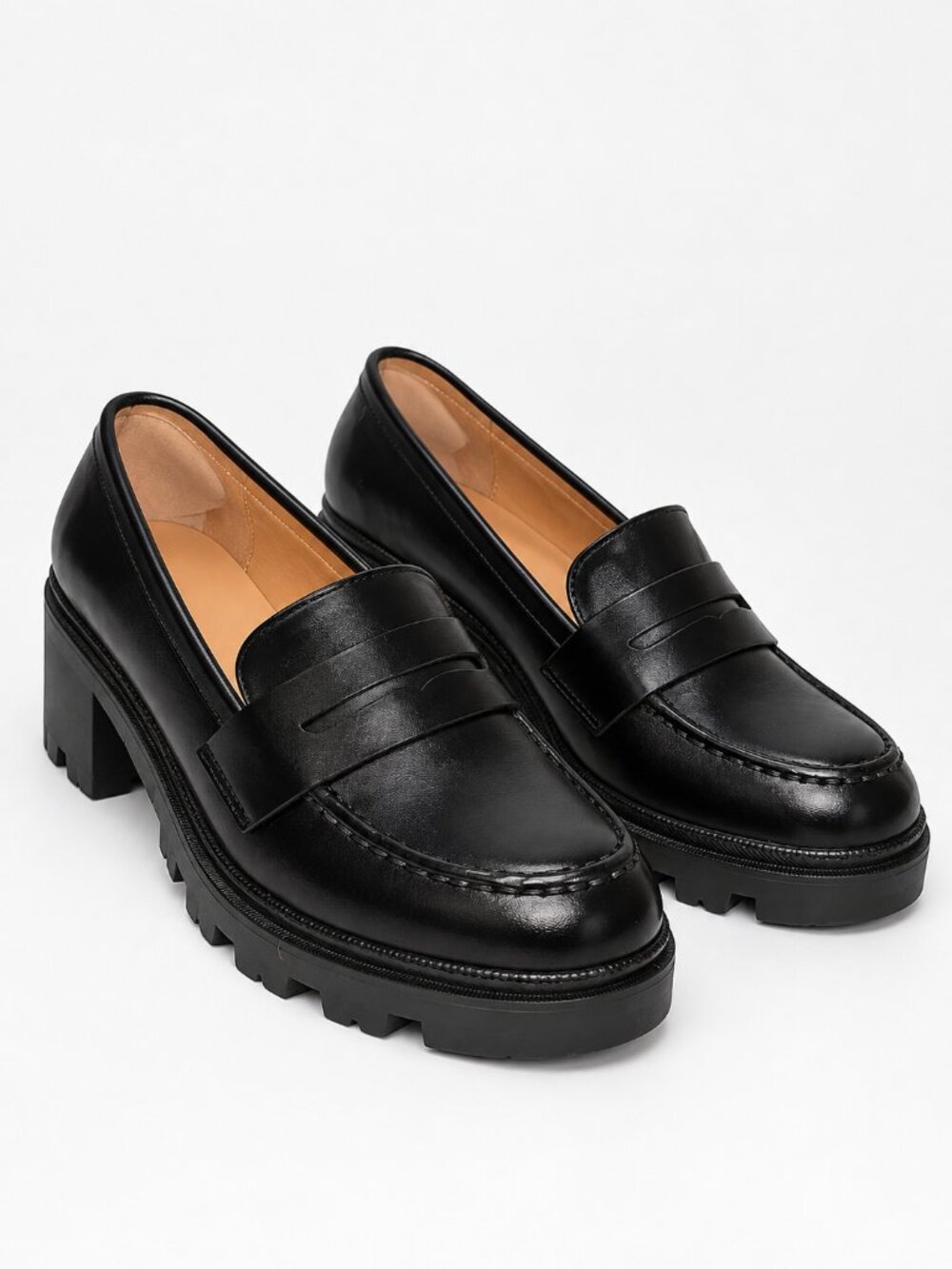Mudd Vintage Y2K Dark Academia Goth Chunky Platform Penny Loafers Black Size 9